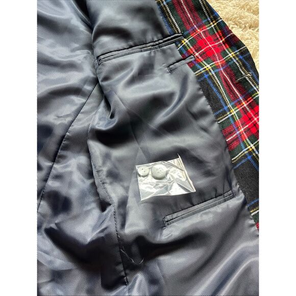 Saddlebred 40R Red Multi Tartan Plaid Preppy Corduroy Blazer Jacket Sport Coat - Picture 11 of 14
